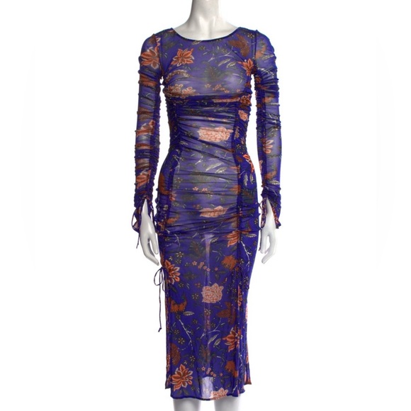 Purple and Red Bodycon Dress with Long Sleeves for Cocktail - Picture 3 of 6